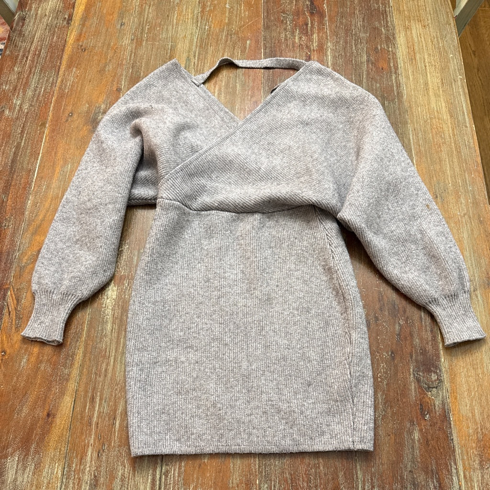 Fashion Nova Gray Ribbed Knit Mini Dress XS